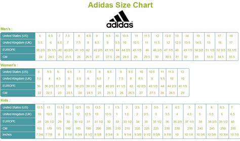 adidas shoe size chart kids